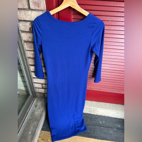 Love J quarter sleeve length medium midi blue bodycon dress - Picture 7 of 9